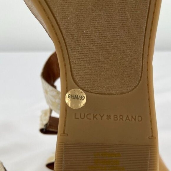 Lucky Brand Demmia Platform Wedge Sandal Size.8.5 Buttered Yellow Floral Canvas - Picture 10 of 15